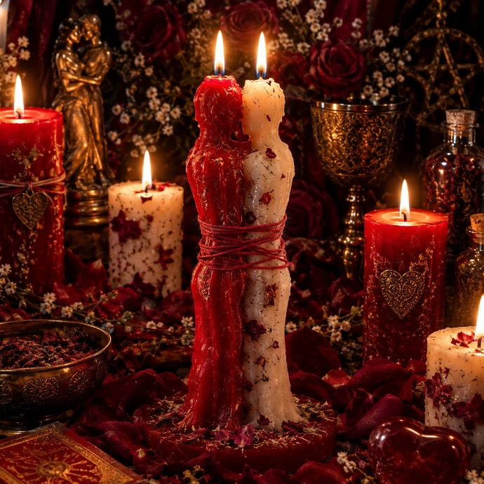 Velas preparadas para rituales de pareja